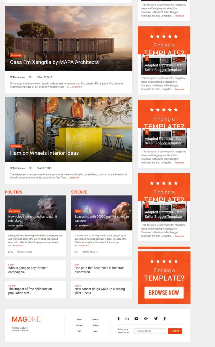 Download MagOne Free Premium News Magazine Blogger Template