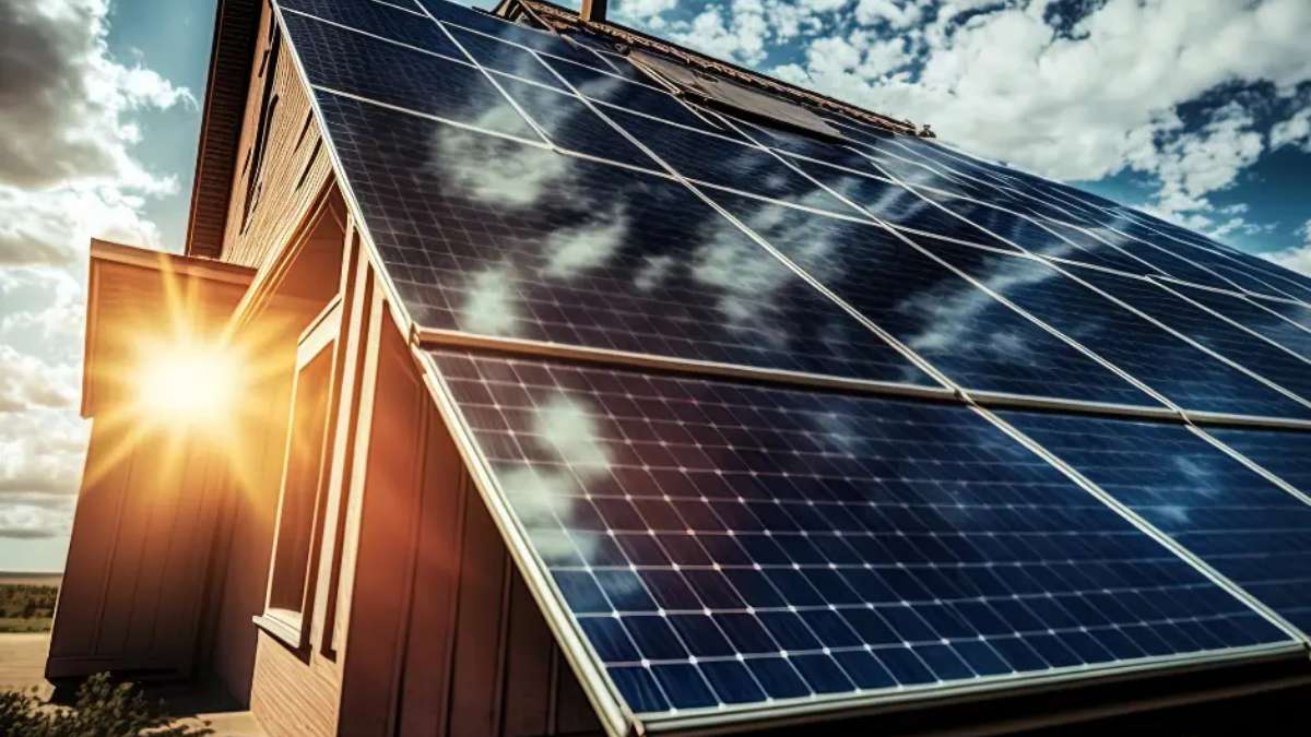 Solar panel on a roof