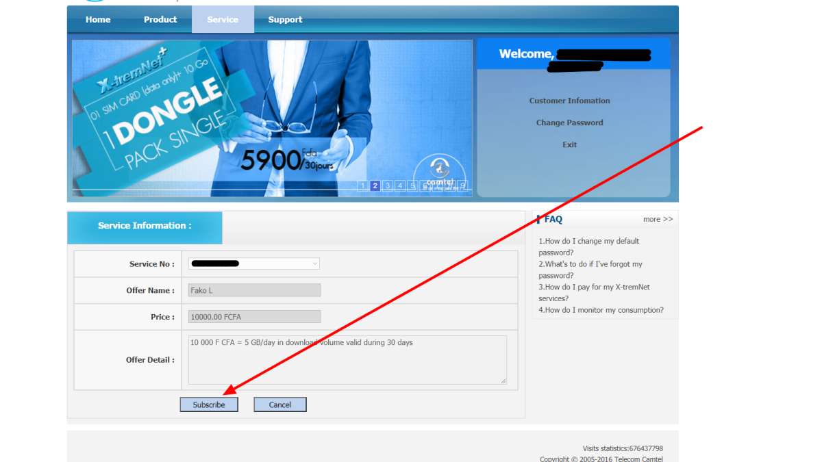 Camtel bundle successfully activated