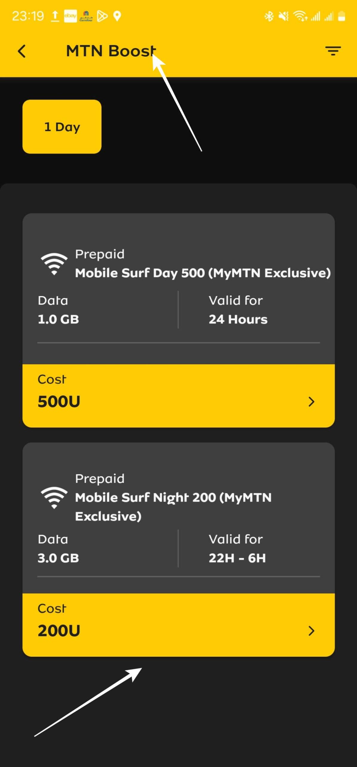 MyMTN Cameroon App interface