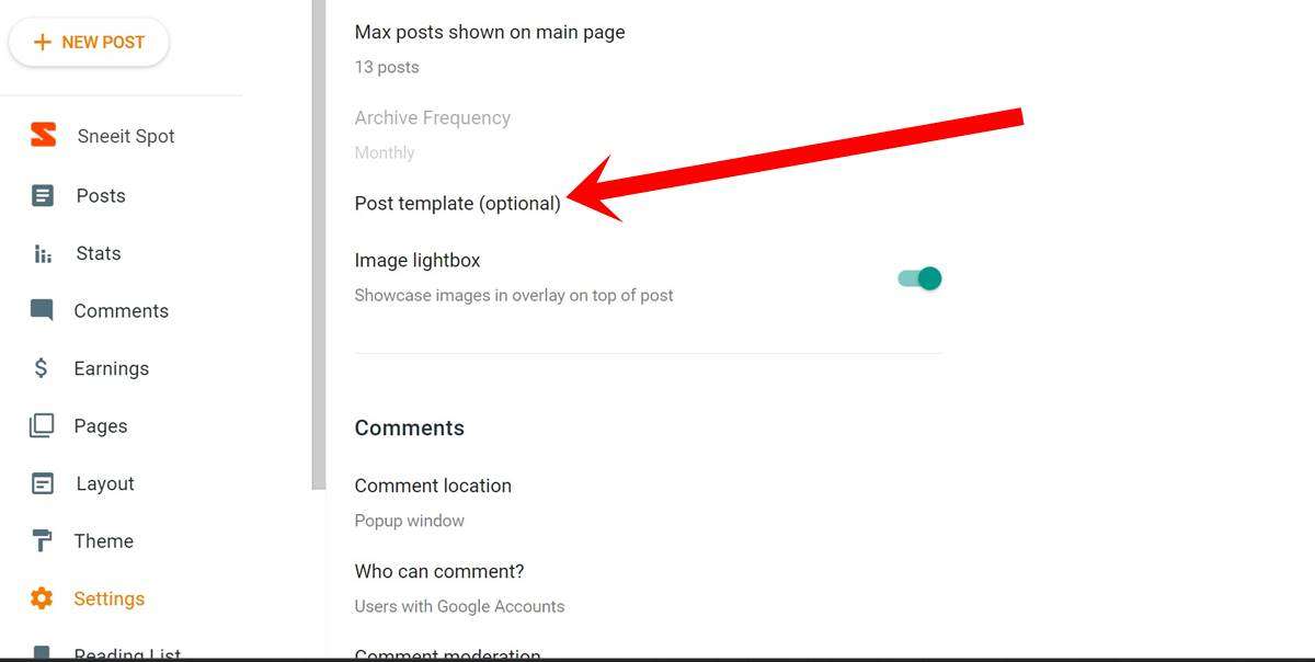 Option for the Post Template