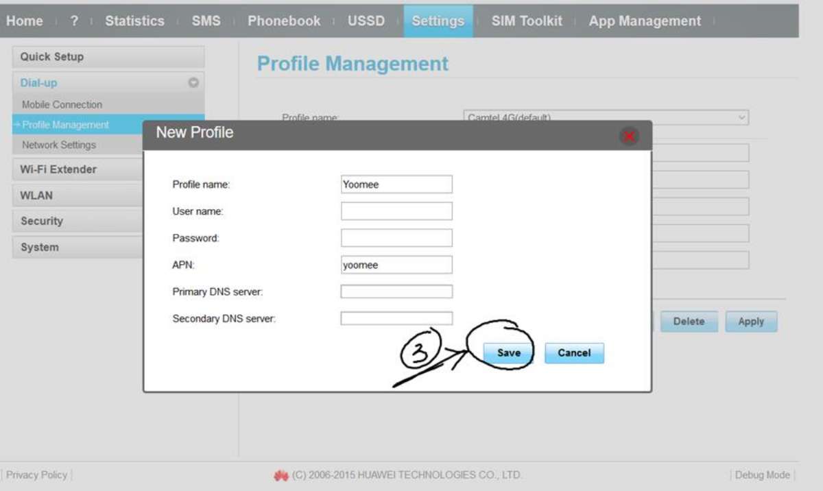 Yoomee Modem Configuration Succesful