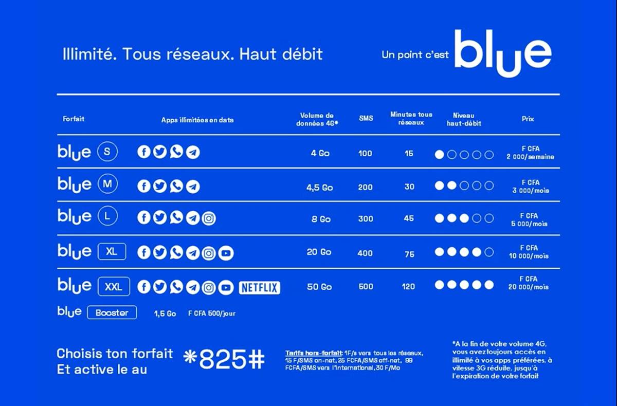 2) Forfaits mobiles Camtel bleu