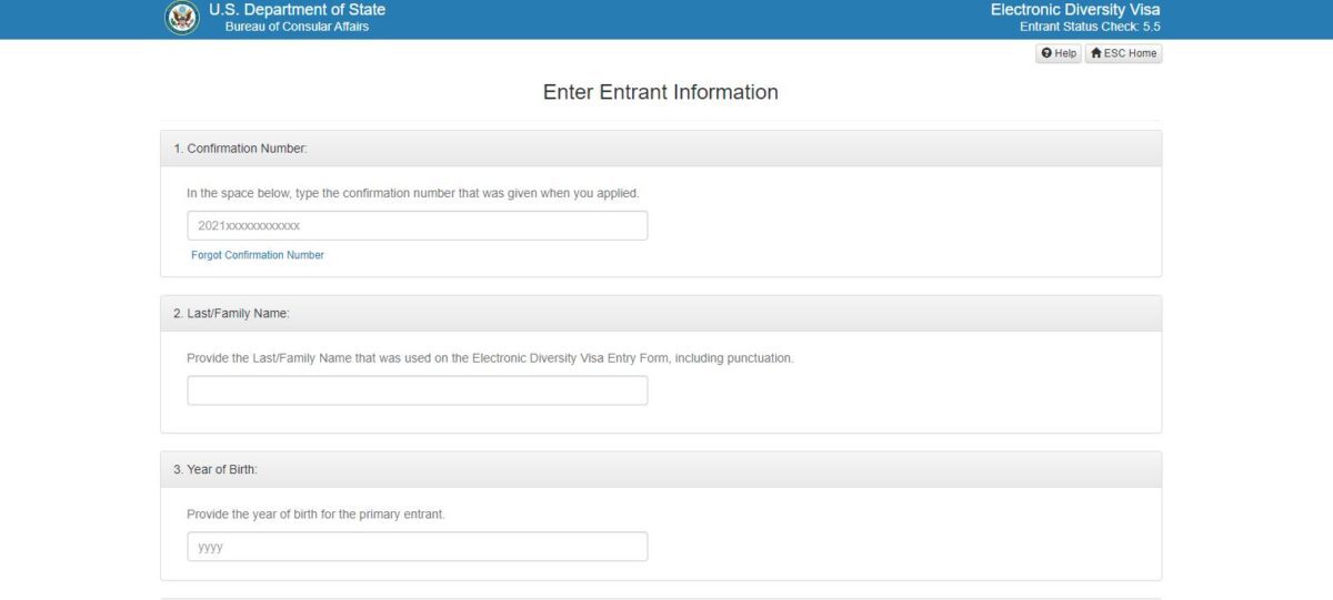 Procedure pour la verification des resultats de la loterie DV au Benin