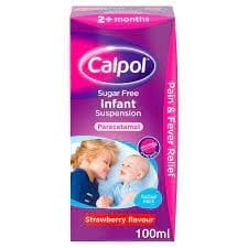 Calpol 2+ Months Suspension Sugar Free Straw Berry 100Ml