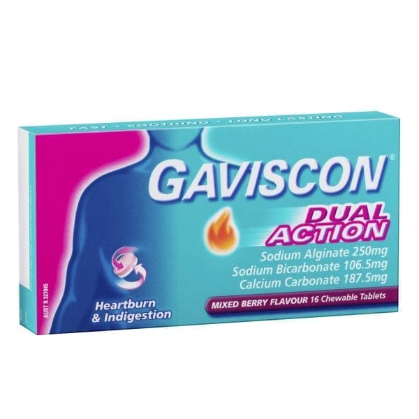 Gaviscon D/Action Chewable Mixed Berries 12'S