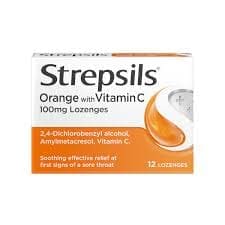 Strepsils Lozenges Orange & Vitamin C 12S