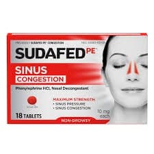 Sudafed Pe Sinus Congestion 10Mg Tablets 18S