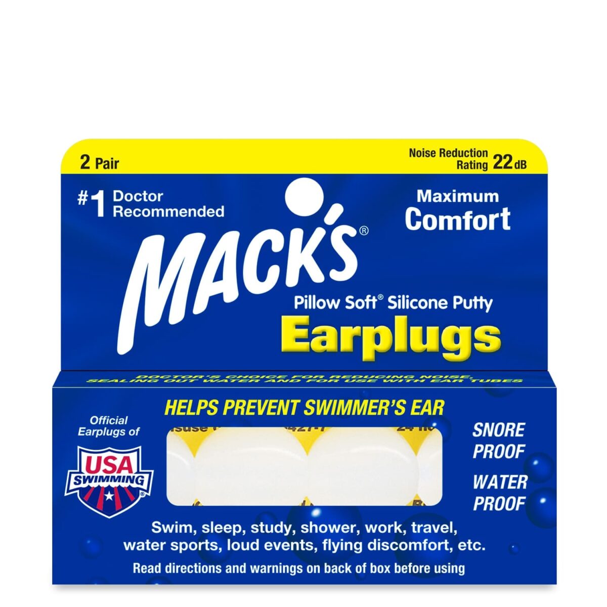 Macks Pillow Soft Clear Silicone 2Pairs 2
