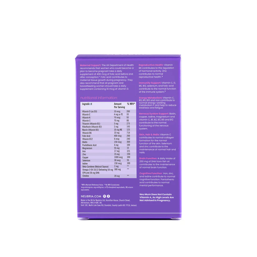 Neubria Neu Mum multivitamin for pregnancy tabs 30s