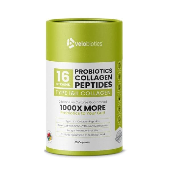 Velobiotics16 strains Probiotics Collagen Peptides for Skin, Hair, Nails & Joints 30 Capsules