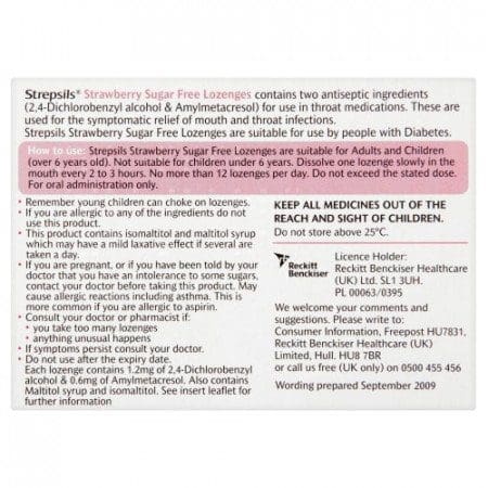 Strepsils Strawberry Sugar Free 36s