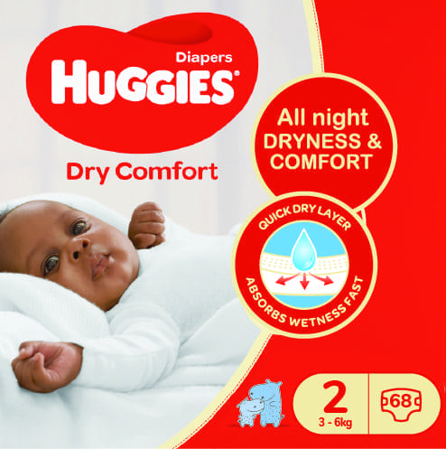 Huggies Jumbo Dry Comfort Diapers (Size 2) 3-6Kgs 68'S
